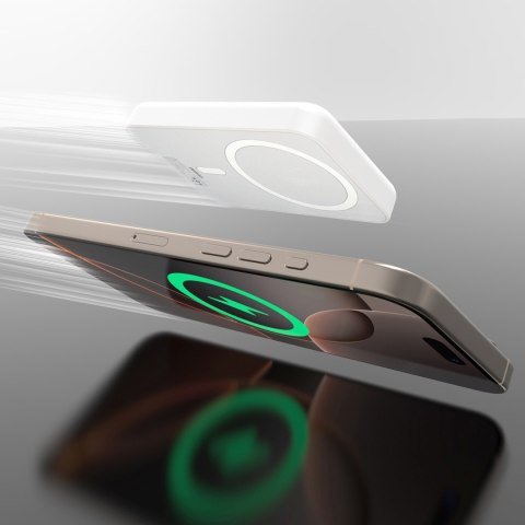 Powerbank K26 10000mAh 20W USB-A USB-C MagSafe - biały
