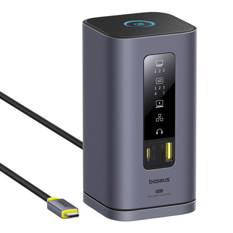 Stacja dokująca HUB 11w1 USB-C USB-A HDMI RJ45 Minijack 3.5mm - szara
