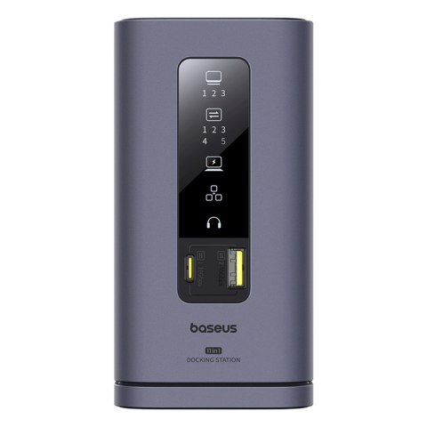 Stacja dokująca HUB 11w1 USB-C USB-A HDMI RJ45 Minijack 3.5mm - szara
