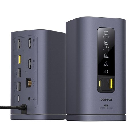 Stacja dokująca HUB 11w1 USB-C USB-A HDMI RJ45 Minijack 3.5mm - szara