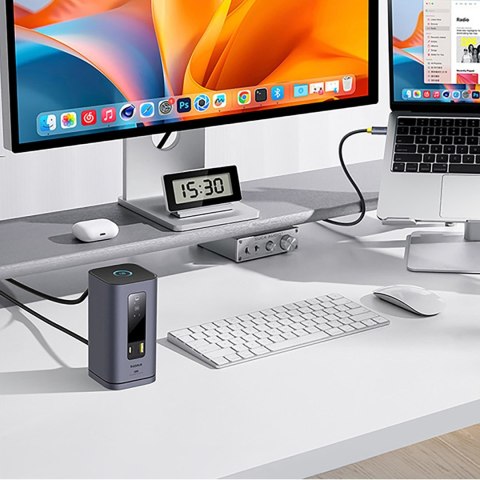 Stacja dokująca HUB 11w1 USB-C USB-A HDMI RJ45 Minijack 3.5mm - szara