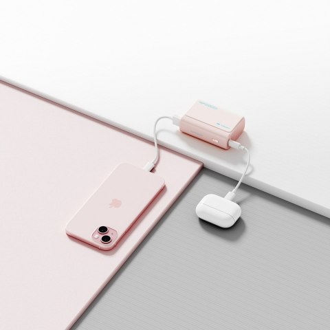 Powerbank 10000mAh USB-C USB-A 30W - różowy