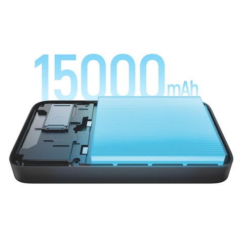 Powerbank 15000mAh USB-A USB-C 100W - szary