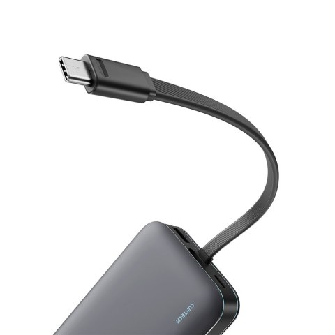 Powerbank 20000mAh USB-A USB-C ze zintegrowanym kablem 40W - szary