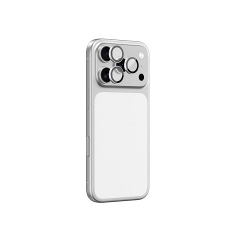 Szkło na aparat do iPhone 17 Pro / Pro Max ze srebrną ramką aluminiową Lens Glass