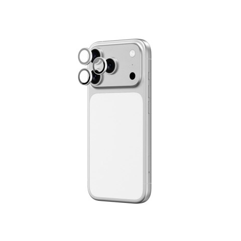 Szkło na aparat do iPhone 17 Pro / Pro Max ze srebrną ramką aluminiową Lens Glass