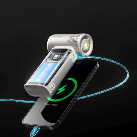 Mini dmuchawa przenośny wiatrak 5w1 9000mAh USB - brązowy