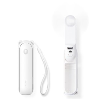 Mini wentylator przenośny wiatrak z funkcją powerbanka i latarką 2000mAh - biały