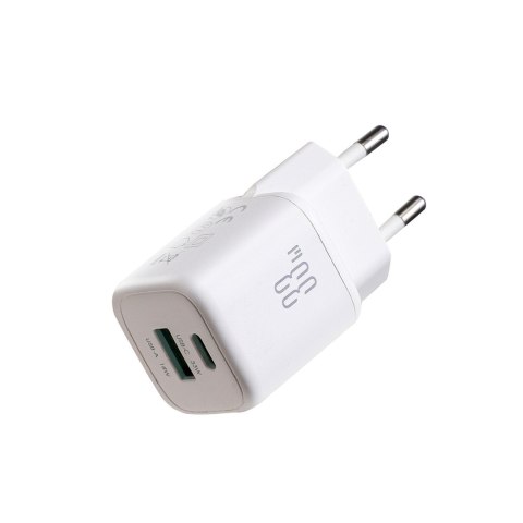 Ładowarka sieciowa USB-A USB-C 33W z kablem 60W USB-C do USB-C 1m - biała