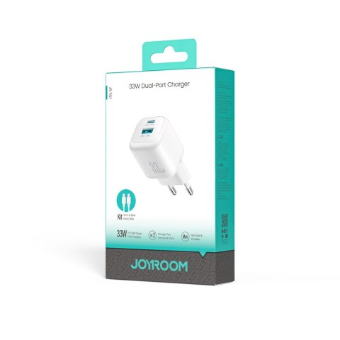 Ładowarka sieciowa USB-A USB-C 33W z kablem 60W USB-C do USB-C 1m - biała