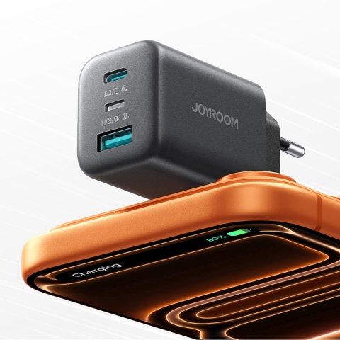 Ładowarka sieciowa USB-C iPhone Lightning USB-A GaN 45W - czarna