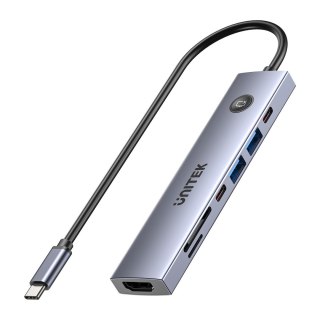 UNITEK HUB USB-C 7W1 PD 100W HDMI 2.0 Z PRZYCISKIEM ON/OFF