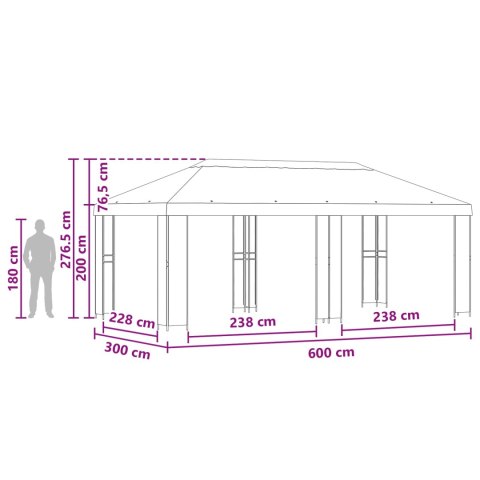 Altana ogrodowa 6 x 3 m brązowy Poliester i Stal 190
