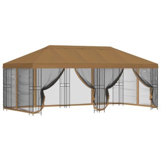 Altana z bokami 6 x 3 m Beżowy Poliester i Stal 190