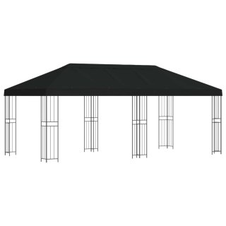 Altana z bokami 6 x 3 m Czarny Poliester i Stal 190