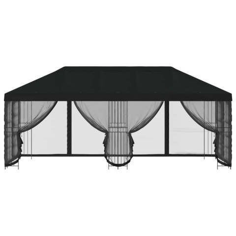 Altana z bokami 6 x 3 m Czarny Poliester i Stal 190