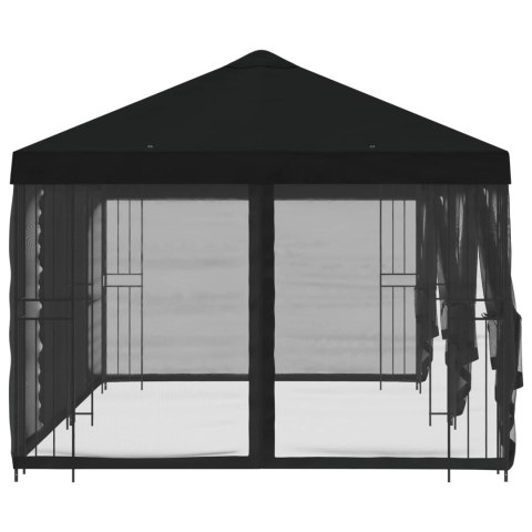 Altana z bokami 6 x 3 m Czarny Poliester i Stal 190