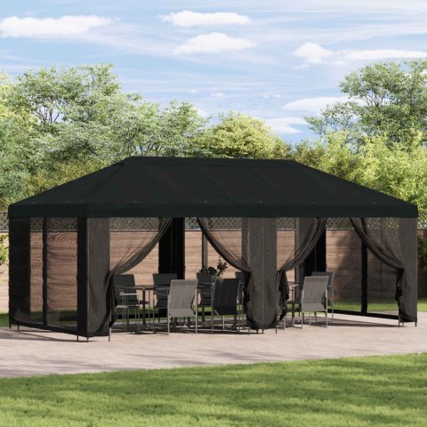 Altana z bokami 6 x 3 m Czarny Poliester i Stal 190