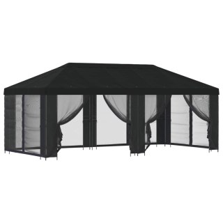 Altana z bokami 6 x 3 m Czarny Poliester i Stal 190