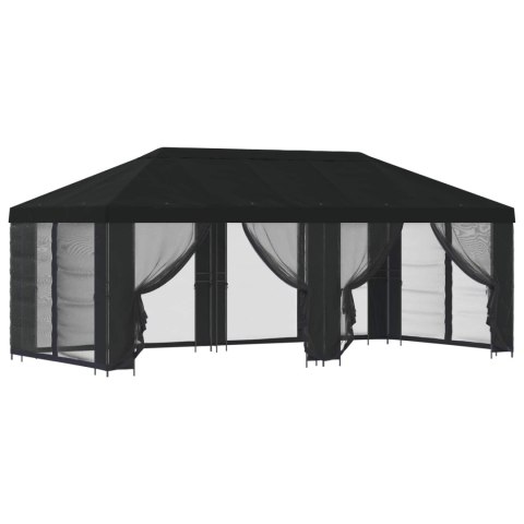 Altana z bokami 6 x 3 m Czarny Poliester i Stal 190