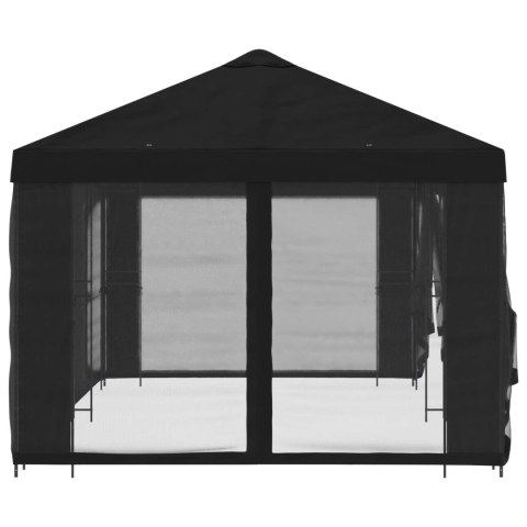 Altana z bokami 6 x 3 m Czarny Poliester i Stal 190