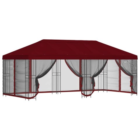 Altana z bokami 6 x 3 m bordowy Poliester i Stal 190