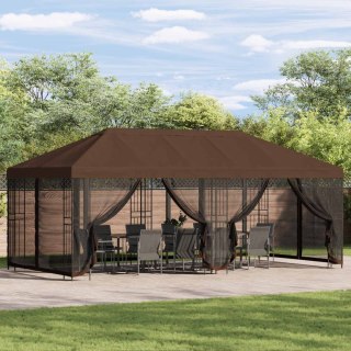 Altana z bokami 6 x 3 m brązowy Poliester i Stal 190