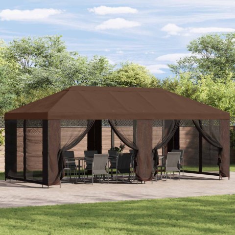 Altana z bokami 6 x 3 m brązowy Poliester i Stal 190
