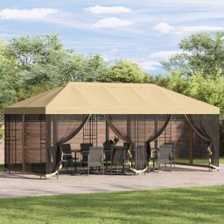 Altana z bokami 6 x 3 m kremowy Poliester i Stal 190
