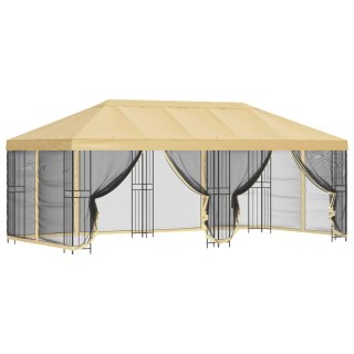 Altana z bokami 6 x 3 m kremowy Poliester i Stal 190