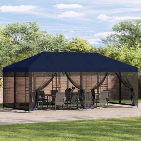 Altana z bokami 6 x 3 m niebieski Poliester i Stal 190