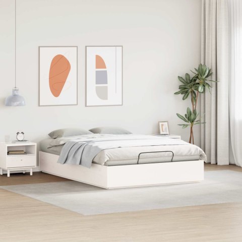 Łóżko otomanowe Biały 120 x 190 cm Lite drewno sosnowe