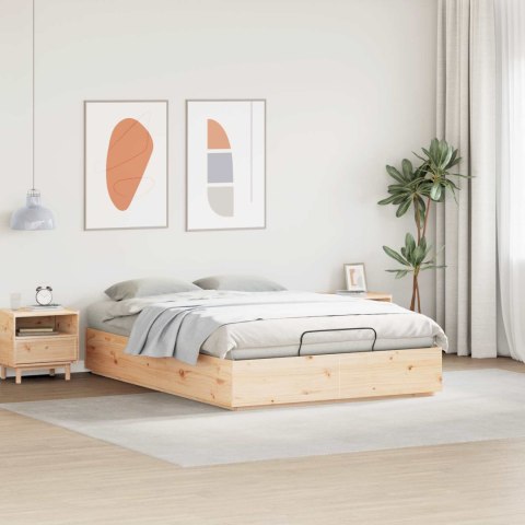 Łóżko otomanowe Naturalny 120 x 190 cm Lite drewno sosnowe