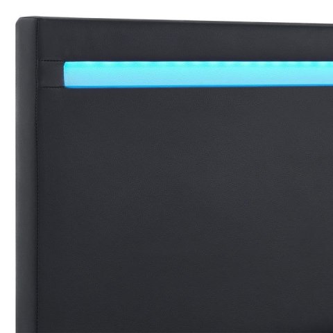 Łóżko Paris 140x200 cm z LED, czarne, MDF, ekoskóra