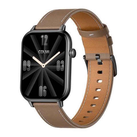 Smartwatch COLMI C28 Czarny + brązowy skórzany pasek