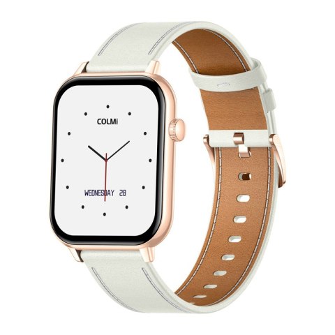 Smartwatch COLMI C28 Złoty + biały skórzany pasek