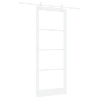 Drzwi przesuwne Biały 93 x 232 cm Lite drewno sosnowe i szkło