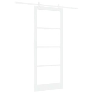 Drzwi przesuwne Biały 93 x 232 cm Lite drewno sosnowe i szkło