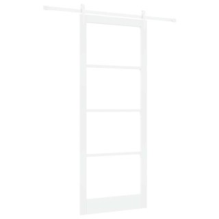 Drzwi przesuwne Biały 93 x 232 cm Lite drewno sosnowe i szkło