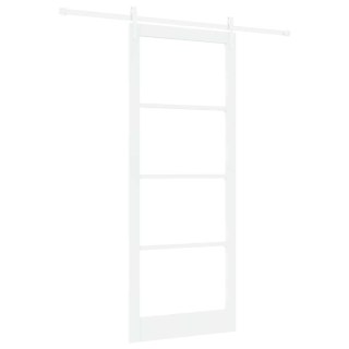 Drzwi przesuwne Biały 93 x 232 cm Lite drewno sosnowe i szkło
