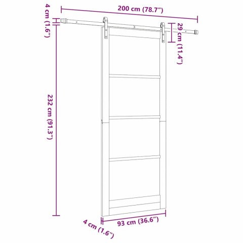 Drzwi przesuwne ORKDAL Biały i czarny 93 x 232 cm
