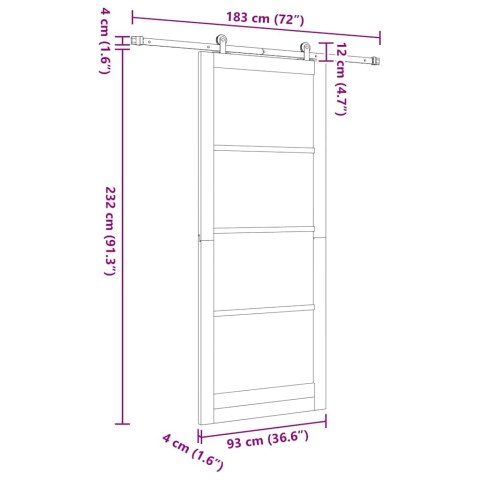 Drzwi przesuwne ORKDAL Biały i czarny 93 x 232 cm