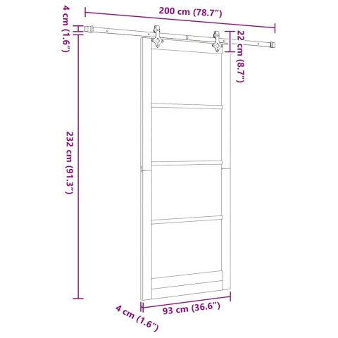 Drzwi przesuwne ORKDAL Biały i czarny 93 x 232 cm