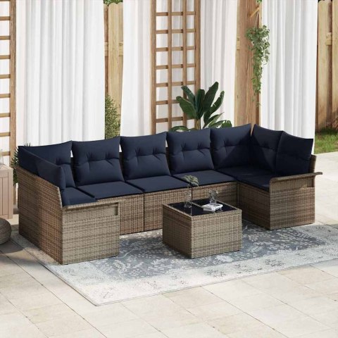 Zestaw Sof na Ogród 8 pcs Szary polirattan