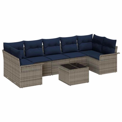 Zestaw Sof na Ogród 8 pcs Szary polirattan