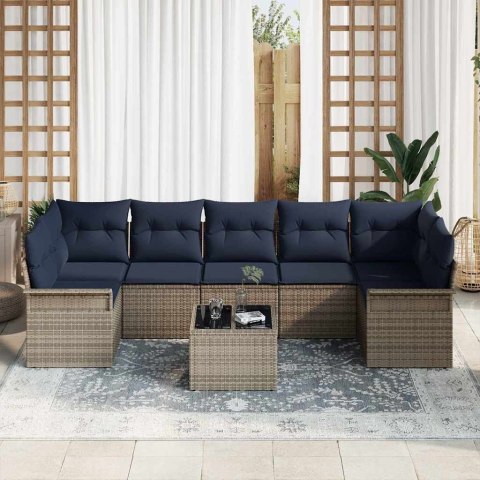 Zestaw Sof na Ogród 8 pcs Szary polirattan
