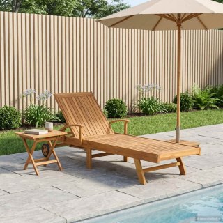 Leżak ze stolikiem 2 pcs brązowy 40 x 40 x 40 cm