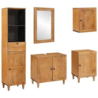 Zestaw mebli łazienkowych 5 pcs Brązowy Materiał drewnopochodny