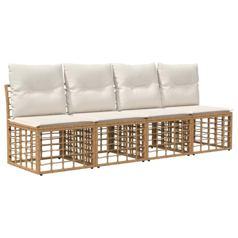 Zestaw sof na zewnątrz Naturalny i Kremowy Biały Poliester