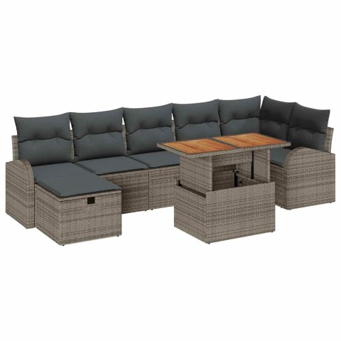 Zestaw Sof na Ogród 8 pcs Szary polirattan